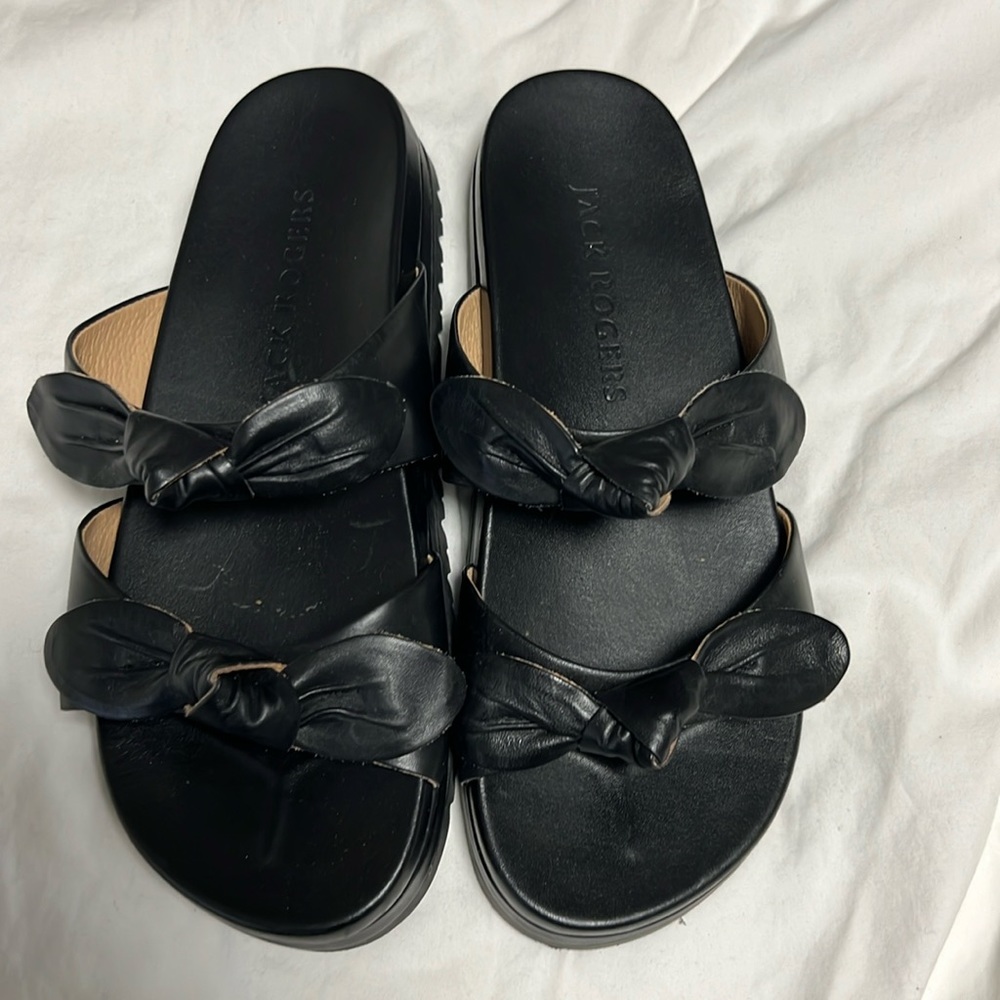 Jack Roger’s, size 7, women’s black slip on sandals.
